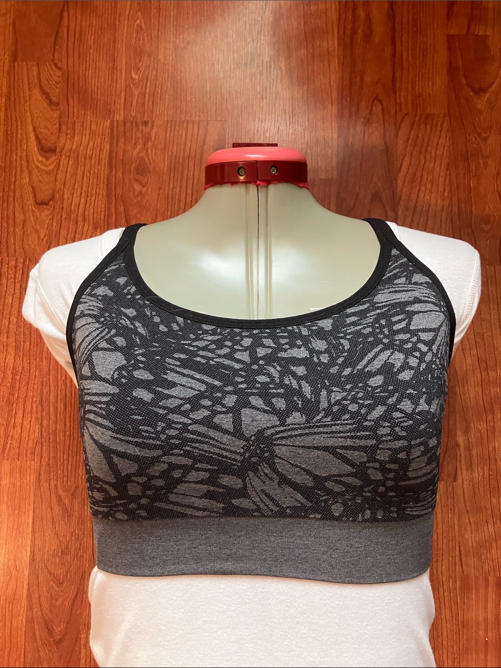 RBX Black & Gray Abstract Seamless Sports Bra